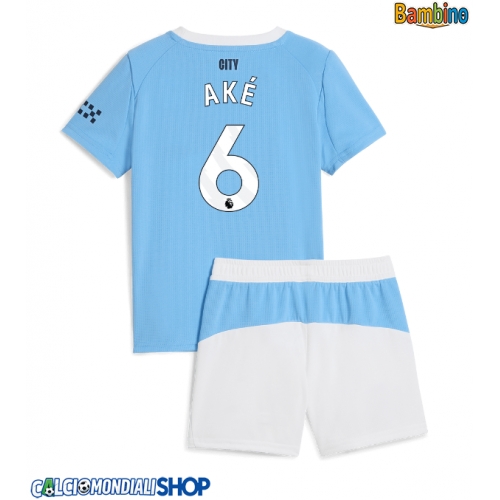 Maglie da calcio Manchester City Nathan Ake #6 Prima Maglia Bambino 2025-26 Manica Corta + Pantaloni corti)